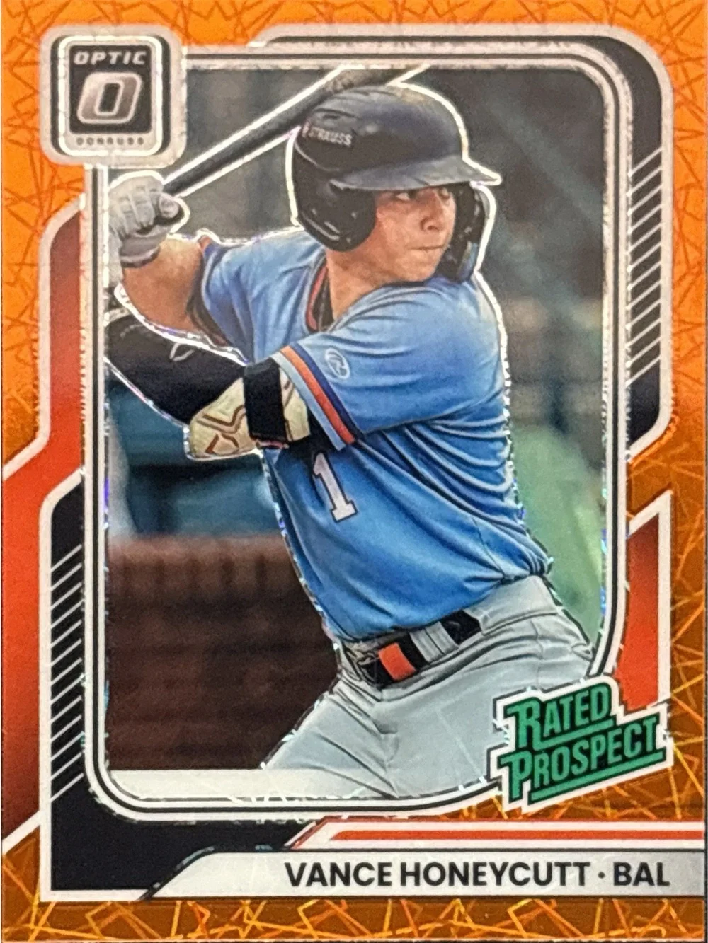 Panini Orange Prizm Vance Honeycutt Rated Prospect Baseball Card